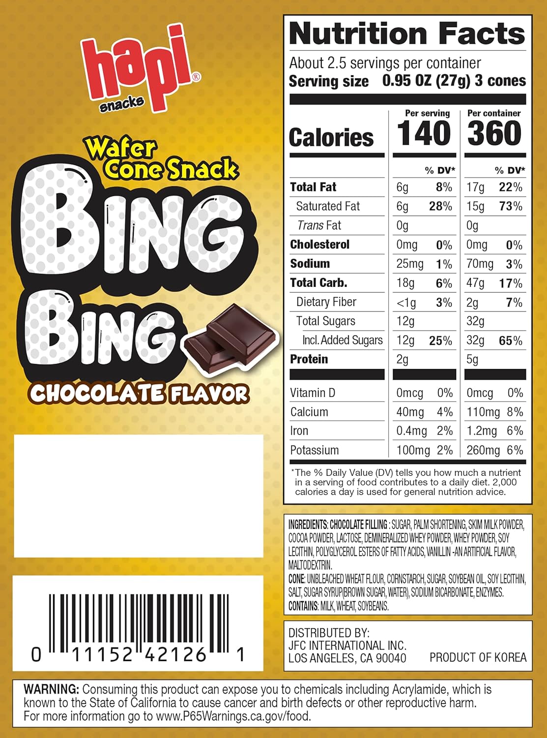 Hapi Bing Bing Wafer Cone Snacks