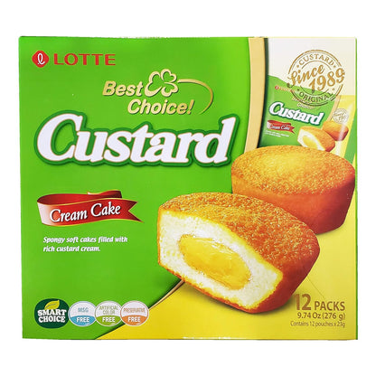 Lotte Custard Cream Filled Cakes 12 Individually Wrapped Cakes Per Box