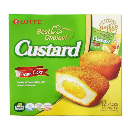 Lotte Custard Cream Filled Cakes 12 Individually Wrapped Cakes Per Box